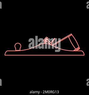 Neon jack plane smoothing plane carpenter tool symbol hand tool for carpentry iconred color vector illustration image flat style light Stock Vector