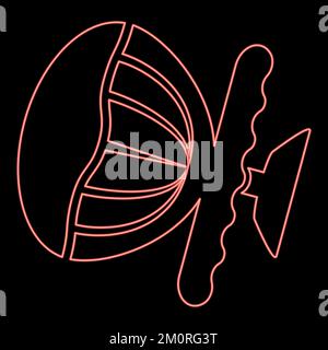 Neon airbag sign steering wheel with active airbag icon red color vector illustration image flat style light Stock Vector