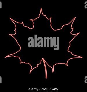 Neon maple leaf silhouette iconred color vector illustration image flat style light Stock Vector