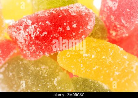 Several sweet marmalade candies, macro. Stock Photo
