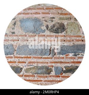 Sturdy blue and gray cut stone and red brick wall, good for backgrounds, seamless lined up Stock Photo