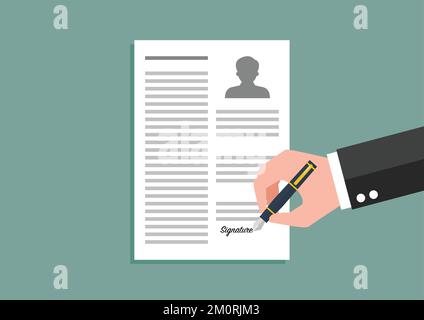 Businessman signing an agreement. Business concept. Vector illustration Stock Vector