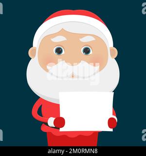 Santa Claus holding blank sheet of paper. Vector illustration Stock ...