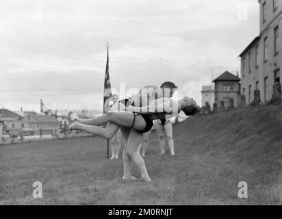 Willem van de Poll - Reykjavik. Icelandic wrestling (Glima). Two members of the Menntaskolinn glima team in action - 1934 Stock Photo