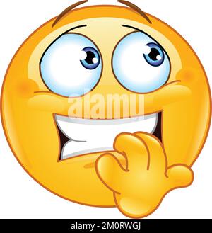 Emoji emoticon looking aside and biting his nails, feeling nervous or fear Stock Vector