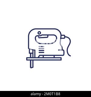 jig saw line icon, electric tool vector Stock Vector