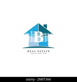 B Letter Real Estate Logo, Vector house shape Template for Property Business Image Start with Alphabet B Stock Vector