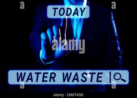 Sign displaying Water Waste. Concept meaning liquid that has been used as part of an industrial process Stock Photo