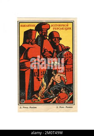 The 'On the eve of the world revolution' (Russian: Накануне всемирной революции) poster by Dmitry Moor, first published in the USSR in 1920. Stock Photo