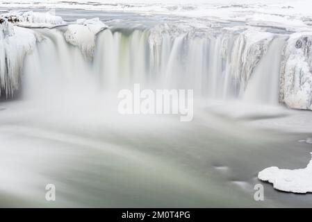 Iceland, Northeastern Iceland, Godafoss Waterfall Stock Photo