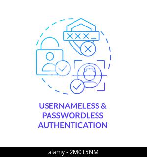 Usernameless and passwordless authentication blue gradient concept icon Stock Vector