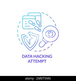 Data hacking attempt blue gradient concept icon Stock Vector