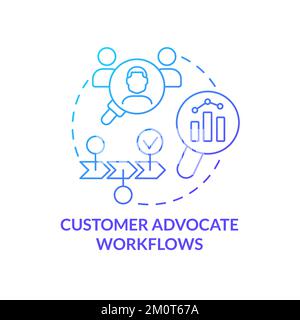 Customer advocate workflows blue gradient concept icon Stock Vector