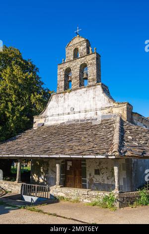 Spain, Principality of Asturias, municipality of Allande, Berducedo, stage on the Camino Primitivo, Spanish pilgrimage route to Santiago de Compostela, 14th century Santa Maria church Stock Photo