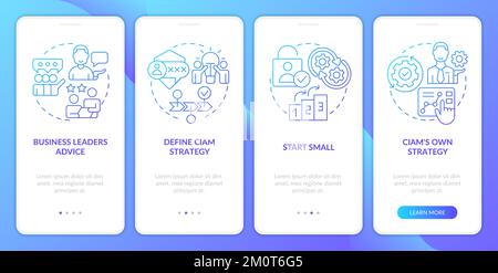 Begin with CIAM blue gradient onboarding mobile app screen Stock Vector