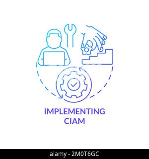 Implementing CIAM blue gradient concept icon Stock Vector