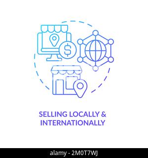 Selling locally and internationally blue gradient concept icon Stock Vector