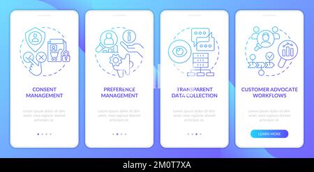 CIAM strategy features blue gradient onboarding mobile app screen Stock Vector