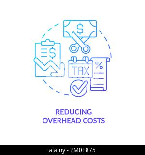 Reducing overhead costs blue gradient concept icon Stock Vector