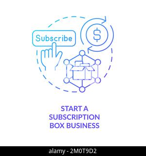 Start subscription box business blue gradient concept icon Stock Vector