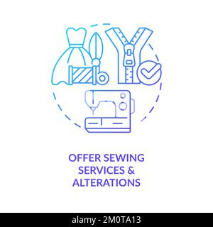 Offer sewing services and alterations blue gradient concept icon Stock Vector