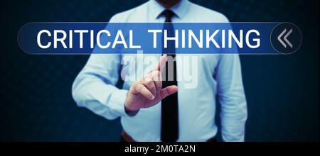Sign displaying Critical Thinking. Word Written on sequence of stages of a project requiring the longest time Stock Photo