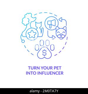Turning pet into influencer blue gradient concept icon Stock Vector