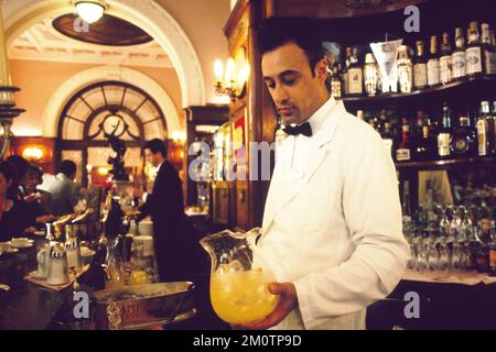 Bartender in Florence, Italy circa 1992 Stock Photo