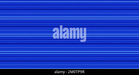 Blue corrugated iron sheets seamless pattern of fence or warehouse wall. Zink galvanized steel profiled panels. Metal wave sheet. Vector illustration. Stock Vector
