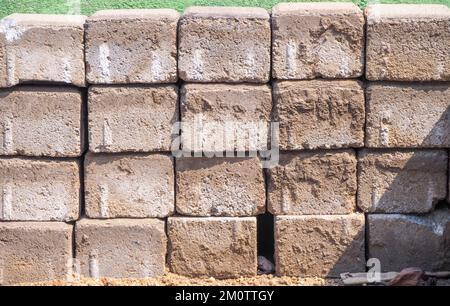The bricks are arranged in an orderly manner Stock Photo