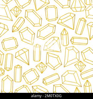 Gold line vector gemstones seamless pattern Stock Vector