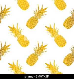 Gold foil pineapple seamless pattern Stock Vector