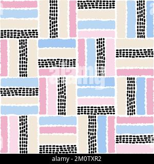 Pastel-colored hand-drawn block abstract vector seamless pattern. Isolated. Stock Vector