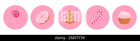 Set of sweets icons. Vector illustration. Stock Vector