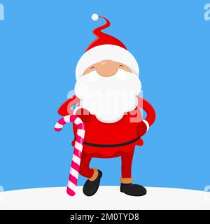 Santa Claus with candy cane. Vector illustration. Stock Vector