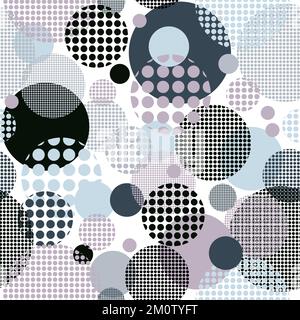 Seamless vector pattern with dots in circles isolated on white Stock Vector