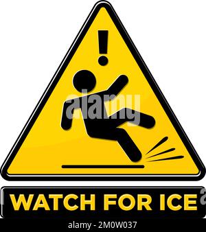 Slippery ice warning sign. Slip danger icon. Vector sign on transparent background Stock Vector