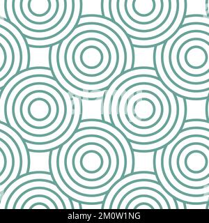 Green circle overlapping vector seamless pattern Stock Vector