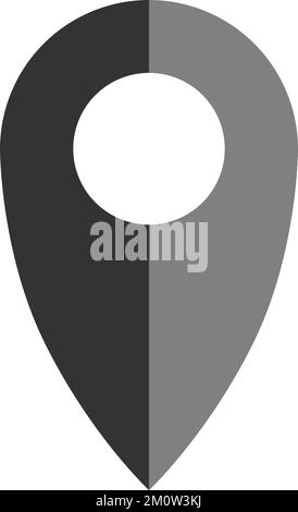 Black 3D Style Shaded Location Pointer Pin Sign Icon. Vector Image. Stock Vector