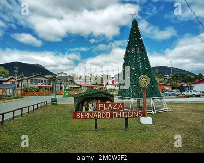 monuments houses and streets in puerto williams ,world southern most city,puerto williams,antactica,chile,south america Stock Photo