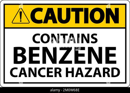 Caution Contains Benzene Sign On White Background Stock Vector