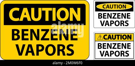 Caution Benzene Vapors Sign On White Background Stock Vector
