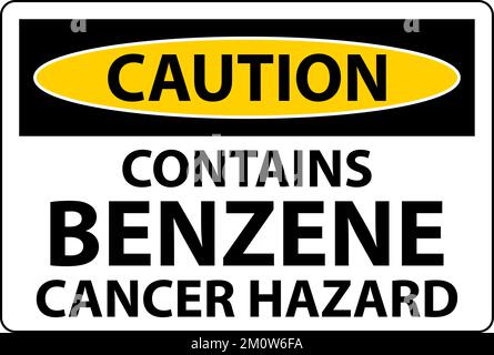 Caution Contains Benzene Sign On White Background Stock Vector