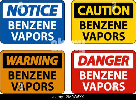 Caution Benzene Vapors Sign On White Background Stock Vector