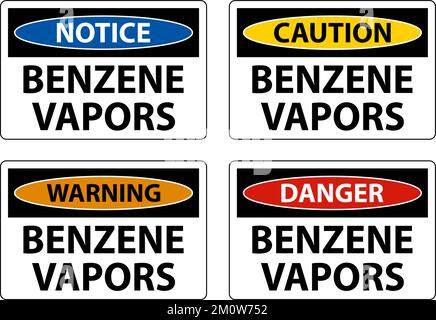 Caution Benzene Vapors Sign On White Background Stock Vector
