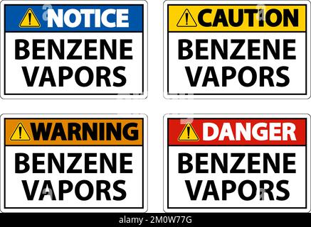 Caution Benzene Vapors Sign On White Background Stock Vector