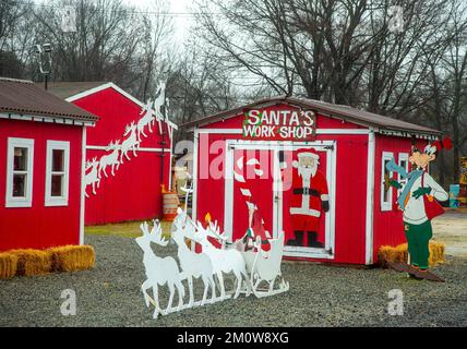 Decorations at a farmstand selling Christmas decorations Stock Photo