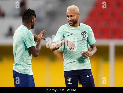 Brazil's Neymar during a training session at the Al Arabi SC Stadium