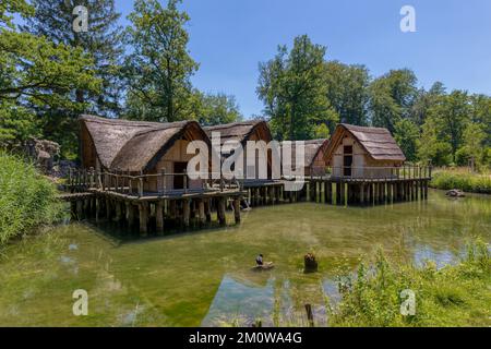 The famous straw houses in Bally Park Schönenwerd, Switzerland Stock Photo