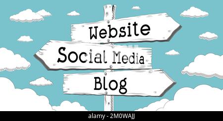 Website, social media, blog - outline signpost with three arrows Stock ...